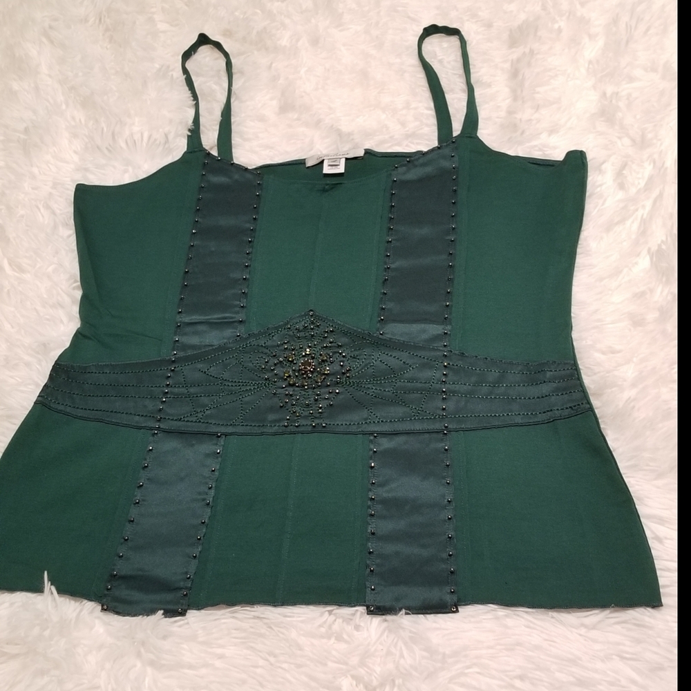 NWOT Green Beaded Cami Size Large